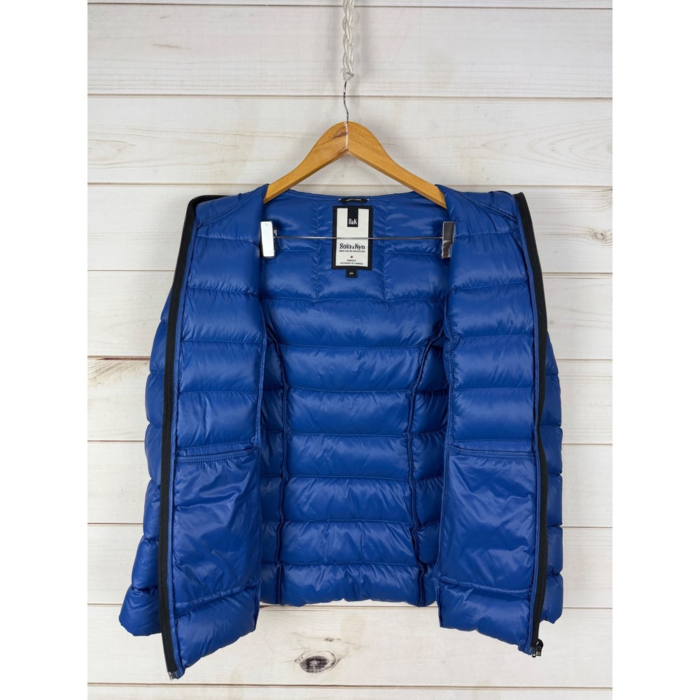 Soia & Kyo Jacket Womens Small Blue Face Covered Hood Quilted Down Puffer - Picture 5 of 12